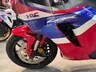 Detalle frontal de una moto Honda CBR 600RR en color rojo, blanco y azul.