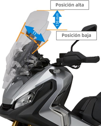 parabrisas ajustable en 5 posiciones honda X-adv