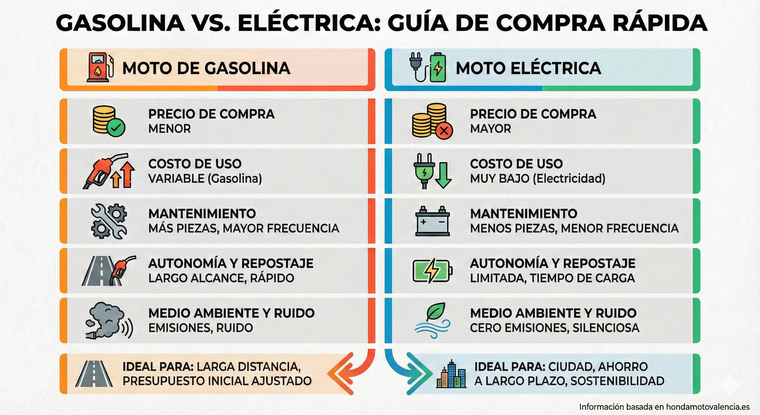 comparacion entre moto de gasolina y moto electrica